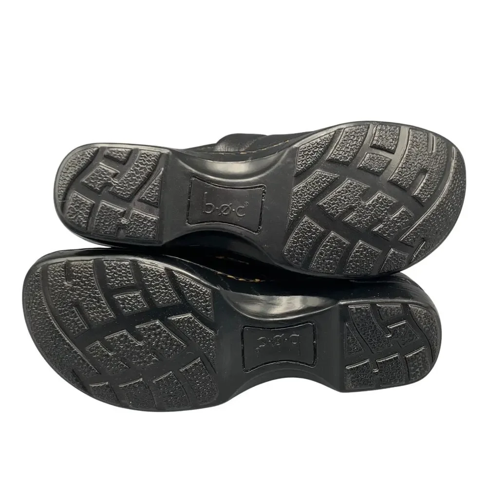 Born BOC Peggy Clogs Size 8 Pebbled Leather Slip On Casual Comfort Black Womens - Picture 8 of 11